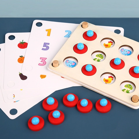 Houten Geheugen Schaken Spel Voor Kinderen Montessori Vroeg Leren Concentratietraining Cognitieve Kaarten Voor Kinderen