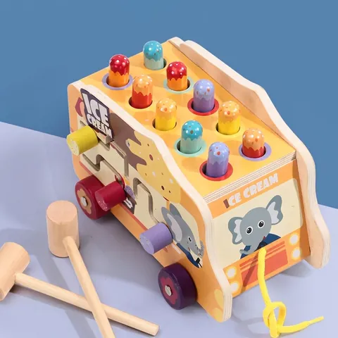 Set di Giocattoli Educativi in Legno Whack-A-Mole Per Bambini Giocattolo Interattivo Elefante Dinosauro Con Martello Coordinazione Occhio-Mano Regalo
