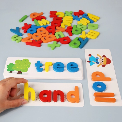 Set di Giocattoli in Legno per l'Apprendimento di Parole e Matematica 2-in-1 Giochi Educativi di Abbinamento Lettere e Numeri per Bambini