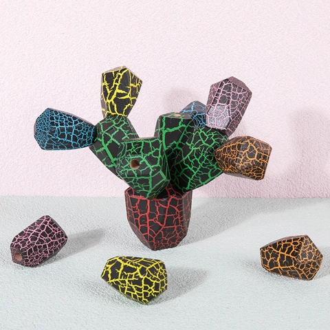 Piedras de Equilibrio de Madera Nórdica Bloques de Construcción Montessori Juguete Educativo Rocas Poliédricas Irregulares Decoración