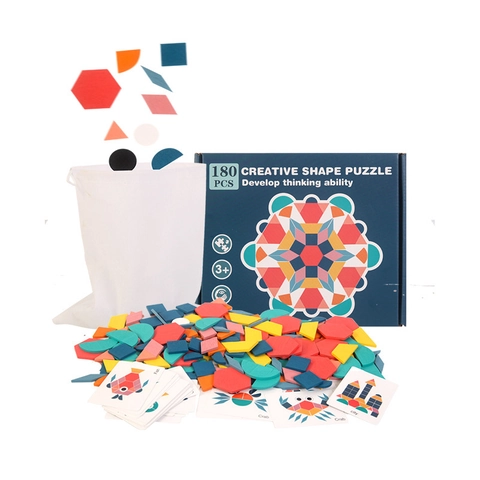 Pädagogisches Holz Geometrisches Form Puzzle Set Für Kinder Lernen Tangram Logik Training Buntes Puzzle Mit Aufbewahrungsbeutel