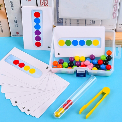 Kids Montessori Test Tube Clamping Ball Toy Wooden Color Sorting Logic Game Toddler Fine Motor Skill Training Educational Teaching Aid