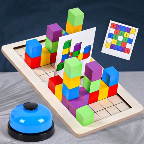 Houten Tetris Bouwstenen Logica Speelgoed Veelkleurig Leerzaam Interactieve Strijd Bordspel Voor Kinderen Cadeau