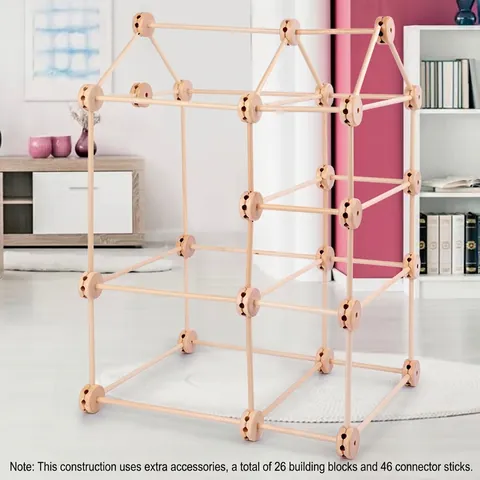 Wooden STEM Building Blocks Toy Set Creative DIY Construction Kit With Rods And Connectors For Kids Early Learning Education
