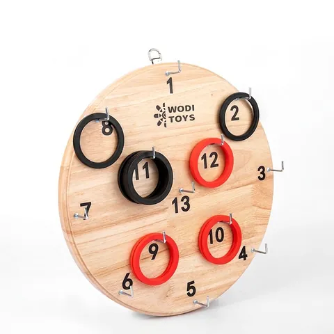 Wooden Wall Mounted Hook And Ring Toss Game Set For Kids Early Education Indoor Outdoor Throwing Competition Interaction Sports Toy