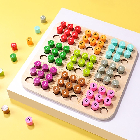 Wooden Sudoku Game Rainbow Logical Thinking Training Montessori Educational Math Toy For Kids Early Learning Puzzle Gift