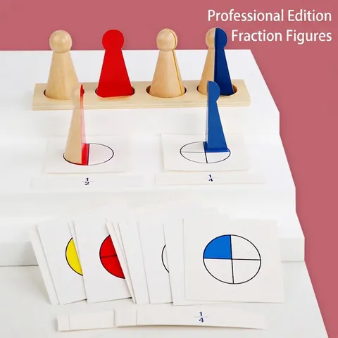 Giocattoli Montessori in Legno per Frazioni per Bambini Sussidi Didattici per Apprendimento della Matematica Set di Blocchi Cognitivi