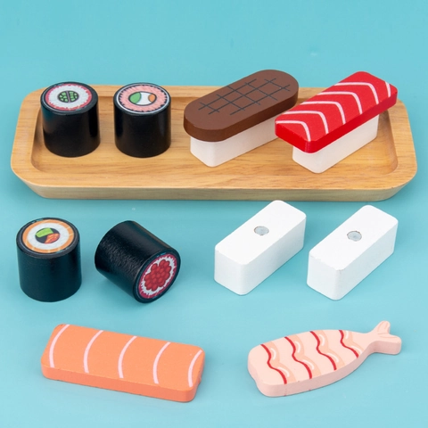 Hölzernes Magnetisches Sushi Simulation Spielzeug Set Für Kinder Rollenspiel Küche Essen Kognition Montage Spielzeug Mit Tablett Montessori Lernspielzeug Geschenk