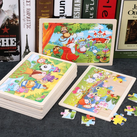 Wooden Jigsaw Puzzle For Kids Toddlers Early Learning Educational Toy Cartoon Animal Shape Cognitive Puzzle Board For Children Gift