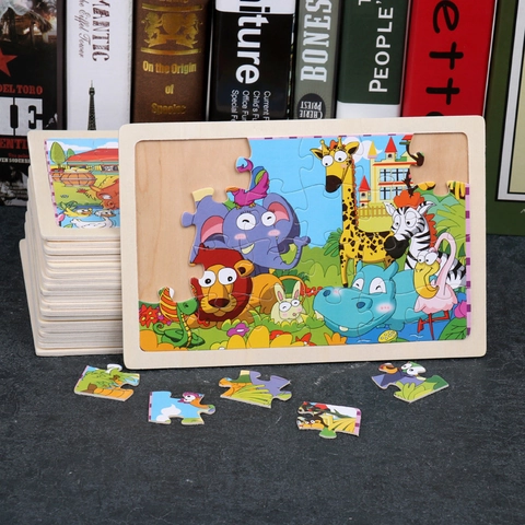 Wooden Jigsaw Puzzle For Kids Toddlers Early Learning Educational Toy Cartoon Animal Shape Cognitive Puzzle Board For Children Gift