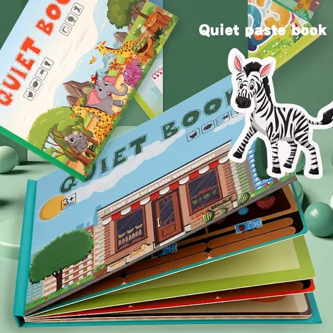 Montessori Quiet Book per Bambini Piccoli Libro Occupato Riutilizzabile Libro Adesivi Educativo Attività di Apprendimento