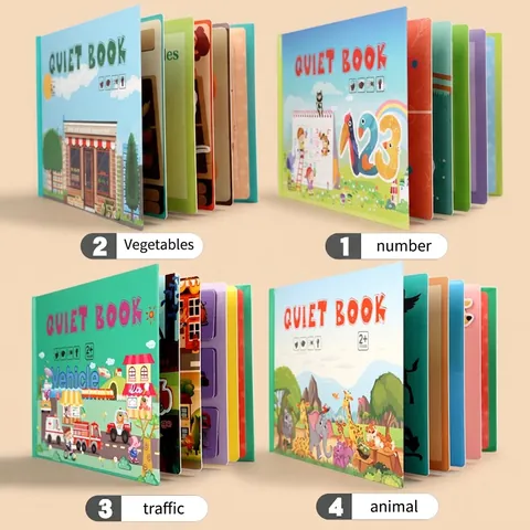 Montessori Quiet Book per Bambini Piccoli Libro Occupato Riutilizzabile Libro Adesivi Educativo Attività di Apprendimento