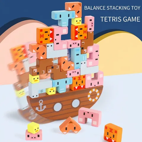 Blocchi Di Impilamento In Equilibrio Di Animali Legno Giocattolo Educativo Montessori Puzzle Colorato Per Coordinazione Bambini