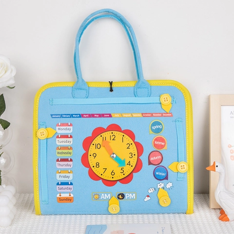 Pannello Sensoriale Montessori per Bambini Piccoli Giocattolo Educativo in Feltro Cassetta degli Attrezzi in Legno Puzzle di Logica Gioco di Apprendimento