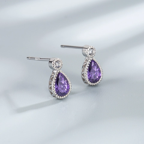 S925 Sterling Silver Austrian Crystal Water Drop Stud Earrings For Women Mermaid Tears Pear Cut Rhinestone Jewelry Gift
