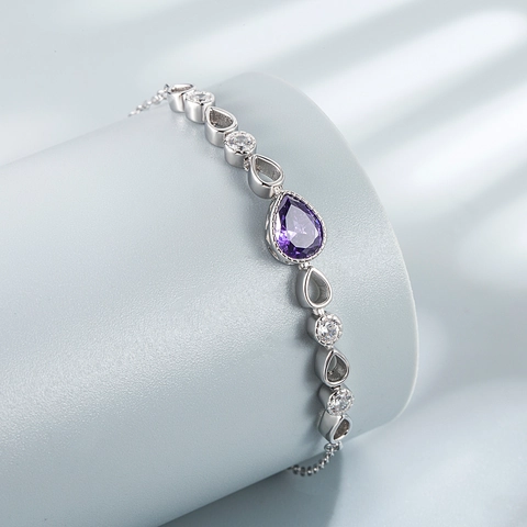 Lágrimas de Sirena Pulsera de Gota de Agua de Plata de Ley 925 para Mujer Strass Cadena Ajustable Joyería Elegante Regalo