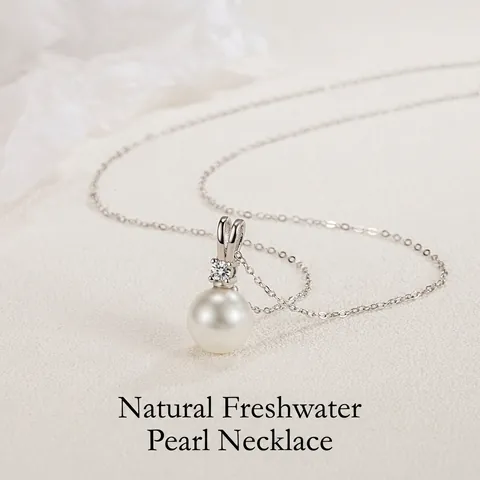 S925 Sterling Silver V-shaped Artificial Pearl Pendant Necklace For Women Inlaid Rhinestone Clavicle Chain Minimalist Jewelry