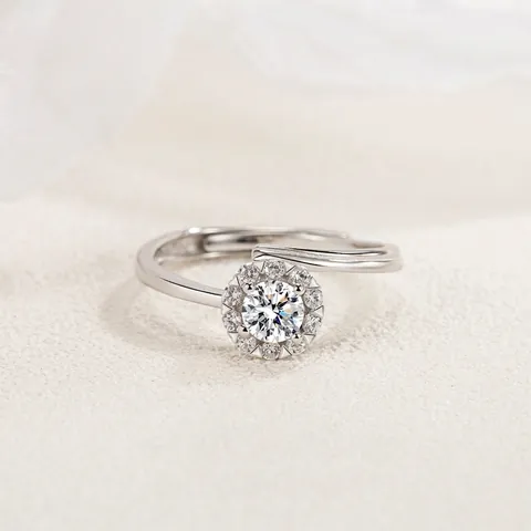 S925 Sterlingsilber Blumen Ring Für Damen Verstellbare Öffnung Funkelnde Strass Eingelegte Mode Schmuck Pendeln Elegantes Geschenk