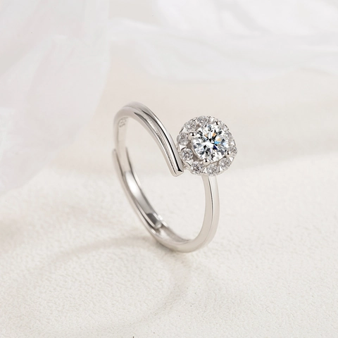 S925 Sterlingsilber Blumen Ring Für Damen Verstellbare Öffnung Funkelnde Strass Eingelegte Mode Schmuck Pendeln Elegantes Geschenk