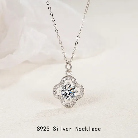 925 Sterling Silver Clover Pendant Necklace For Women S925 Silver Minimalist Cubic Zirconia Flower Necklace Fashion Jewelry