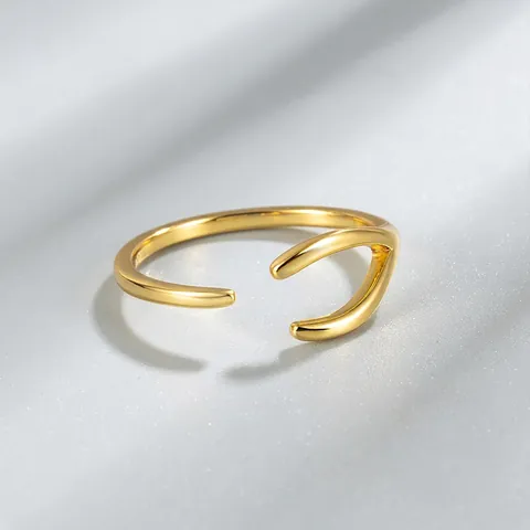 925 Sterlingsilber Y-Form Wishbone Baumzweig Offener Ring Minimalistisch Verstellbar Geometrischer Fingerring Schmuck Damen