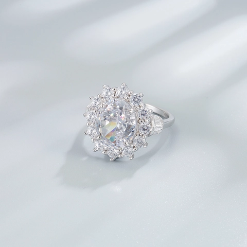 Luxus 925 Sterlingsilber Oval Taubenblut Rot Gelb Weiß Strass Cluster Halo Ring Für Damen Mode Schmuck Hochzeit Geschenk
