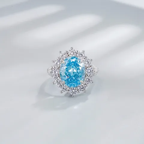 Elegante Anillo de Plata de Ley 925 con Diamantes de Imitación Talla Ovalada Zafiro Verde Piedra Púrpura Anillo de Banda para Mujer Joyería