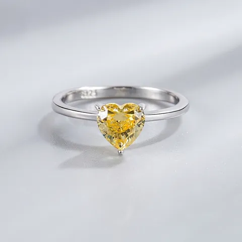 Anello a Forma di Cuore in Argento Sterling 925 Con Strass a Cuore Luccicante Moda Pendolare Gioielli Donna Oro Rosa
