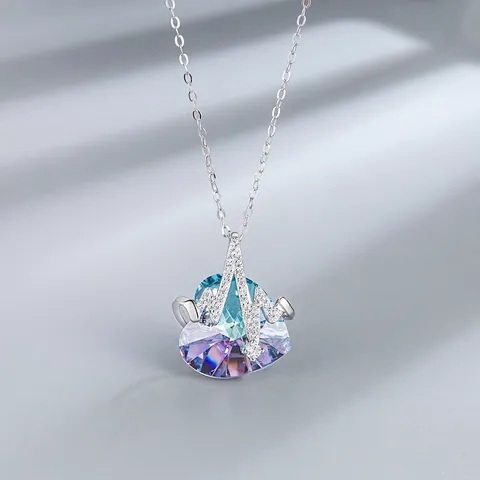 925 Sterlingsilber Österreichisches Kristall Herz Halskette Für Damen EKG Design Herzschlag Anhänger Strass Eingelegt Mode Schmuck