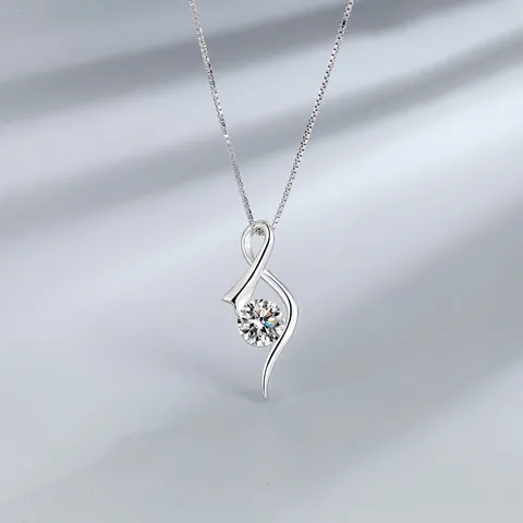 Collar con Colgante de Corazón Ángel Pluma de Plata de Ley 925 para Mujer Collar de Cadena de Caja con Incrustaciones de Strass