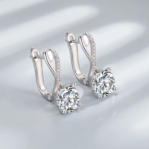 925 Sterling Silver U-Shaped Zirconia Earrings Elegant Twisted Cross Hoop Earrings For Women Fashion Wedding Jewelry