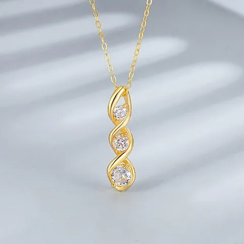 Elegant 925 Sterling Silver Spiral Twist Pendant Necklace With Sparkling Rhinestone For Women Minimalist Fashion Jewelry Gift