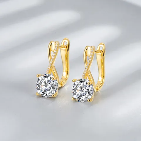 925 Sterling Silver U-Shaped Zirconia Earrings Elegant Twisted Cross Hoop Earrings For Women Fashion Wedding Jewelry