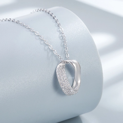 925 Sterlingsilber Möbiusschleife Anhänger Halskette Für Damen Minimalistisch Eingelegte Strass Verdrehte Welle Schmuck Geschenk