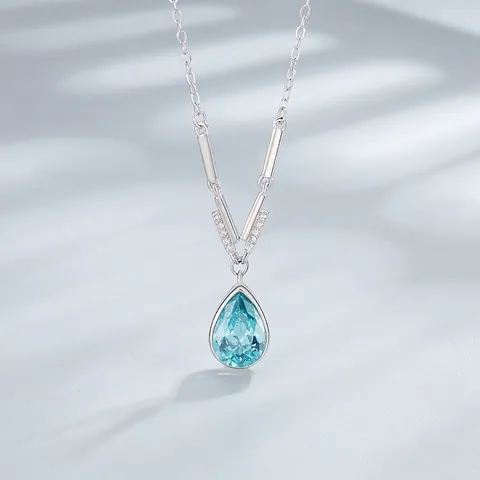 925 Sterling Zilver Waterdruppel Hanger Halsketting Voor Vrouwen Elegante Strass Geplaveide Traanvorm Mode Sieraden Dagelijks Feest Cadeau