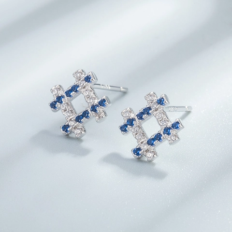 Luxus 925 Sterlingsilber Gitter Schmuckset Zirkonia Eingelegt Halskette Ohrringe Elegantes Party Accessoires Für Damen