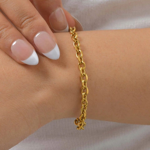 Bracciale a Catena in Acciaio Inossidabile Minimalista per Donna Placcato Oro Bracciale Regolabile Con Ciondolo in Strass Regalo Gioielli di Moda