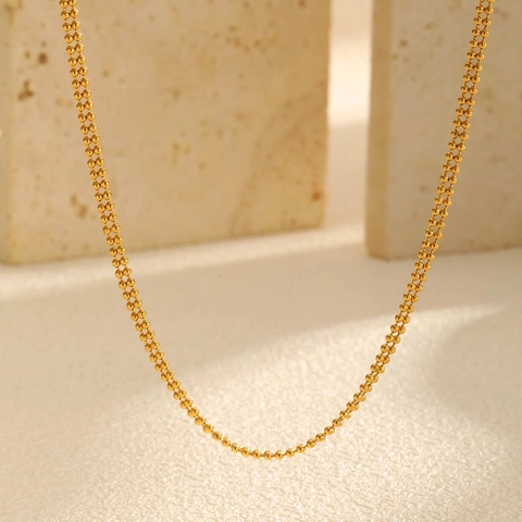 18K Vergoldet Edelstahl Doppellagige Kugelkette Halskette Für Damen Minimalistische Popcorn-Kette Mode Schmuck Täglich Accessoire