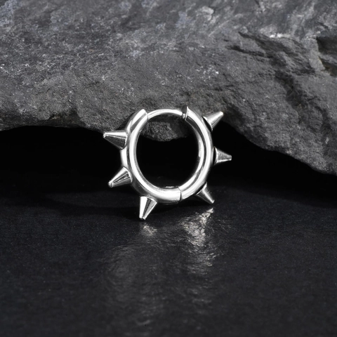 Punk Titanium Steel Rivet Hoop Earrings For Men Gold Silver Gothic Spike Circular Earrings Edgy Fashion Jewelry