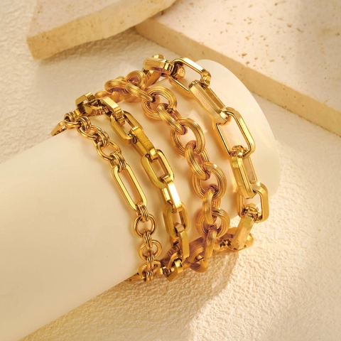Fashion Stainless Steel Chain Bracelet For Women Gold Plated Rectangle Link NK Chain Jewelry Gift Bracelet
