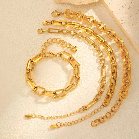 Fashion Stainless Steel Chain Bracelet For Women Gold Plated Rectangle Link NK Chain Jewelry Gift Bracelet