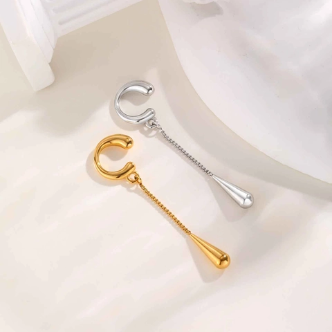 Ανοξείδωτα Σκουλαρίκια Ear Cuffs Χωρίς Τρύπα Χρυσό Ασημί Μενταγιόν Σταγόνα Τσίλι Φράουλα Κεράσι Φρούτα Αλυσίδα Κοσμήματα Γυναικεία