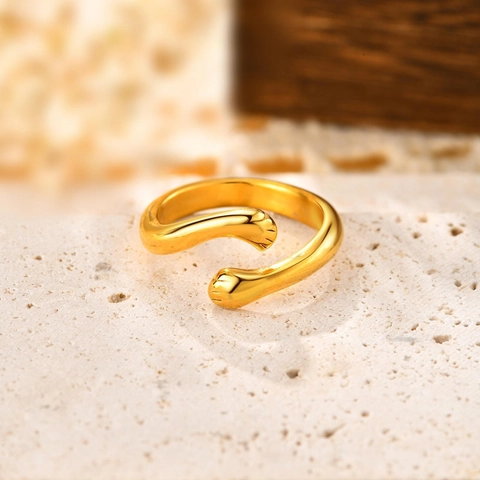Minimalistische Roestvrijstalen Knuffelring Voor Dames 18K Verguld Gladde Golf Open Verstelbaar Statement Mode Sieraden Ring