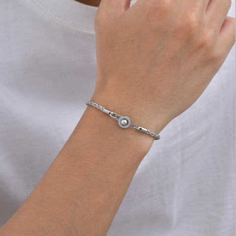 Men's Fashion Simple Titanium Steel Rope Chain Bracelet Round Clasp Silver Color Geometric Industrial Style Jewelry