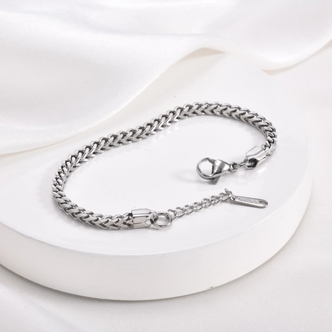 Bracciale Minimalista in Acciaio Inossidabile a Spiga per Donna Catena Franco Regolabile Oro Argento Gioielli di Tendenza