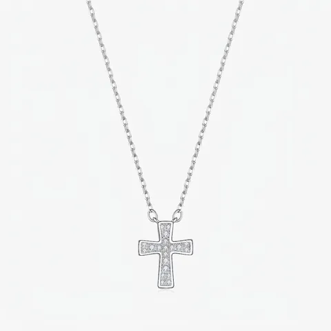 S925 Sterling Silver Moissanite Cross Pendant Necklace For Women D Color VVS1 Moissanite Full Pave Elegant Clavicle Chain Jewelry