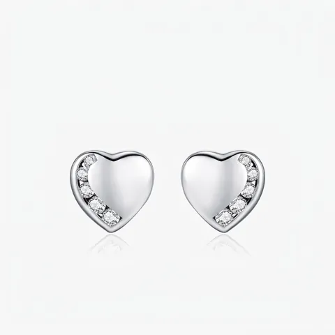 Boucles d'Oreilles Clous Cœur en Argent Sterling 925 pour Femmes Simple Élégant Minimaliste en Forme de Cœur avec Zircone