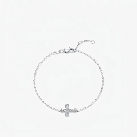S925 Sterling Silver Moissanite Cross Bracelet For Women D Color VVS1 Clarity Inlaid Cross Charm Adjustable Chain Jewelry