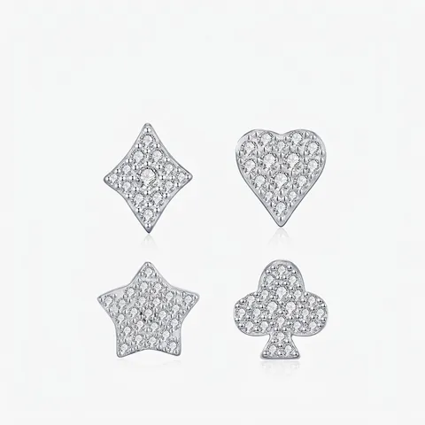 S925 Sterling Silver Moissanite Poker Suits Stud Earrings D Color VVS1 Heart Star Clover Diamond Earrings For Women