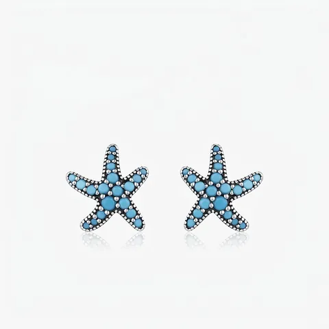 925 Sterlingsilber Seestern Ohrstecker Mit Synthetischer Türkis Küsten Strand Stil Nautischer Schmuck Für Damen Mädchen